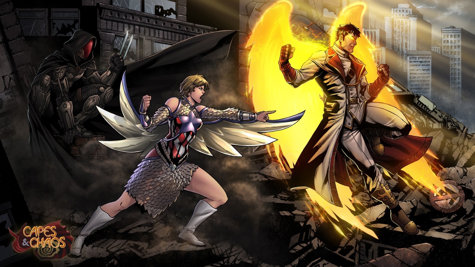 Capes & Chaos Pantheon Banner featuring Nightfall, Eagle Star, and Lance Light